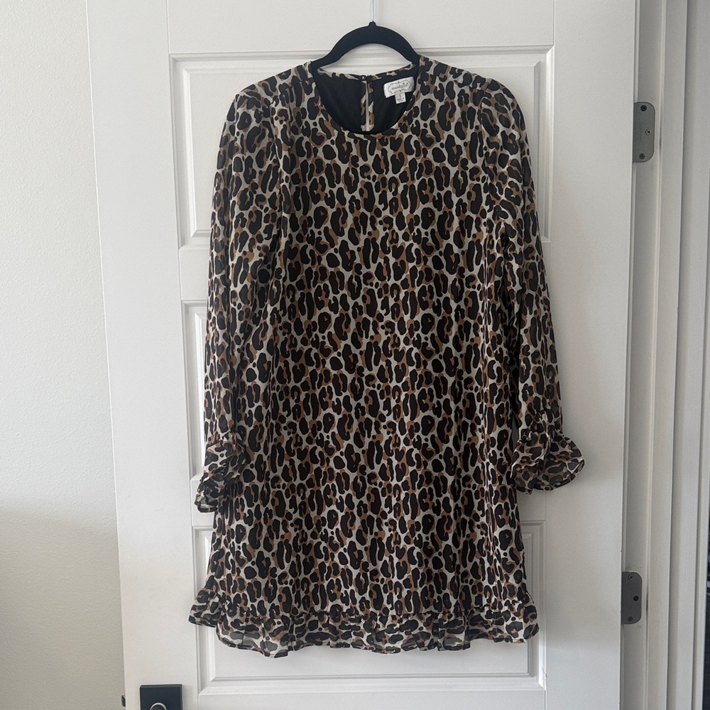 Mud Pie Animal Print Shift Dress - Brown Black Cream